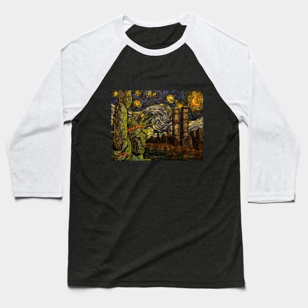 Dedication to Van Gogh NYC Starry Night Baseball T-Shirt by Jack Lepper